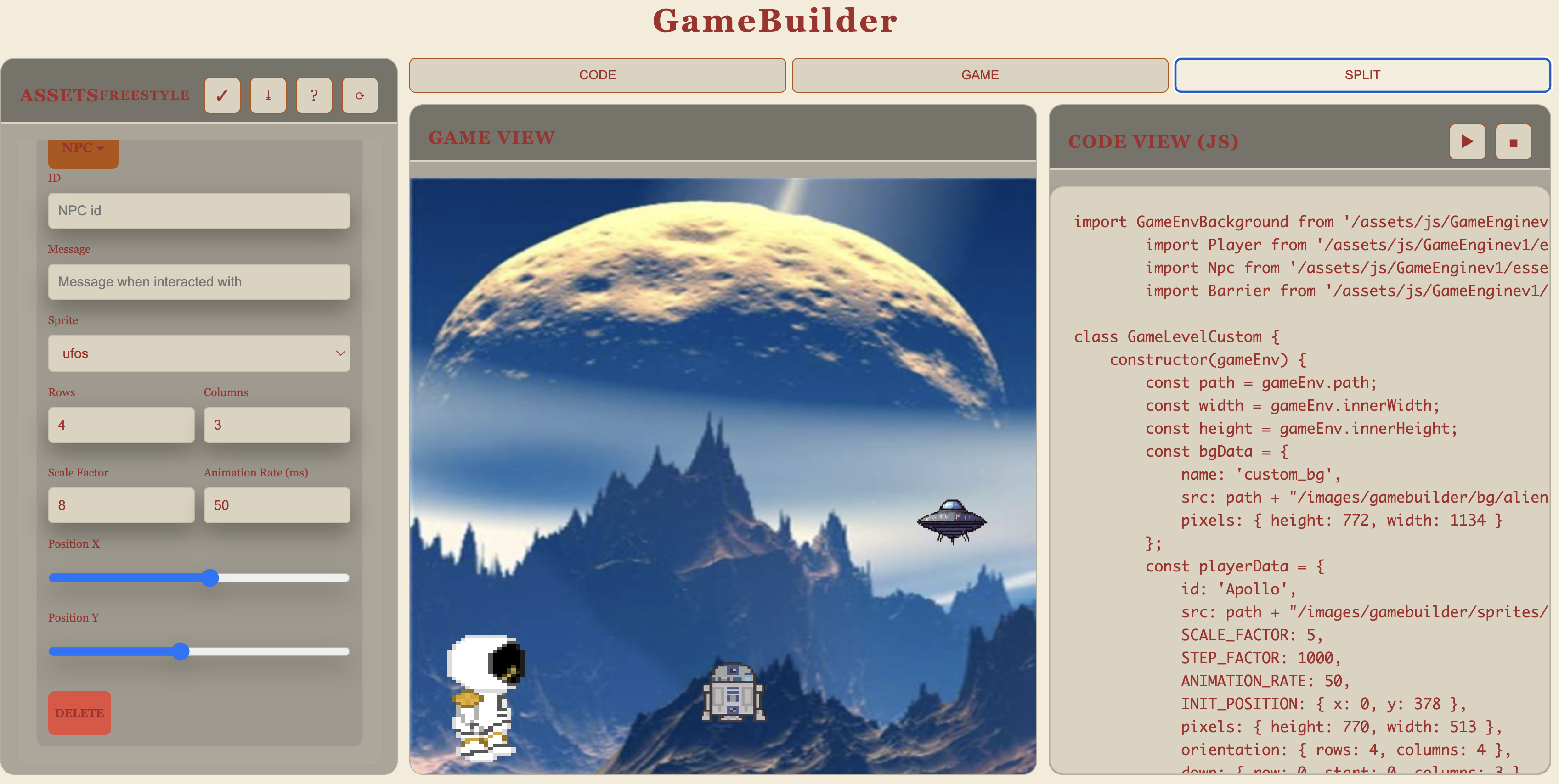 GameBuilder Interface